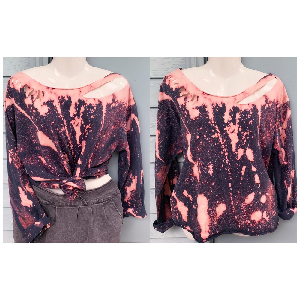 Upcycled reworked distressed crop top